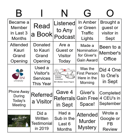 BNI Bingo Card