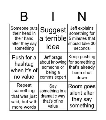 Meetings with Monique and Jeff Bingo Card