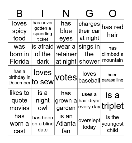 Find Someone Who... Bingo Card