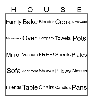 Kiaria's Housewarming Bingo Card