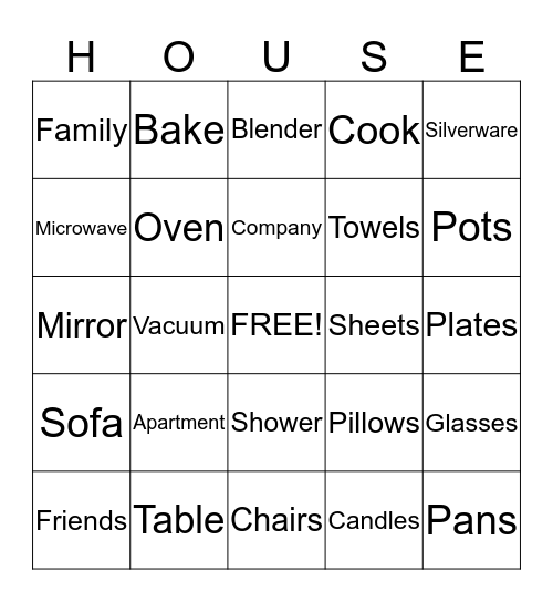 Kiaria's Housewarming Bingo Card