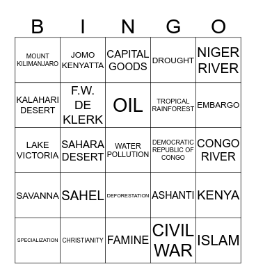 9 weeks Review Bingo Card