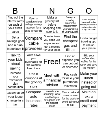 Week 2 Focus on Finance Bingo Card