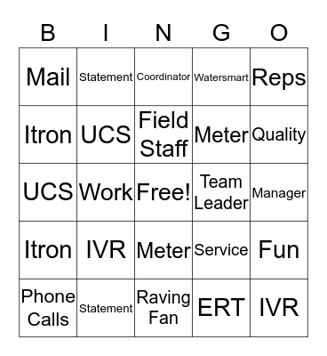 Customer Service Bingo Card