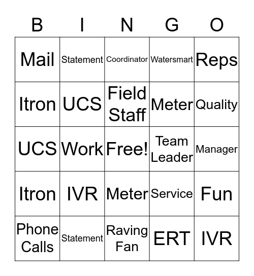 Customer Service Bingo Card