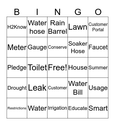 Water Smart Bingo Card