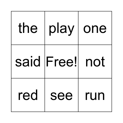 Sight Words Bingo! Bingo Card