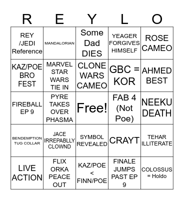 REYLO Bingo Card
