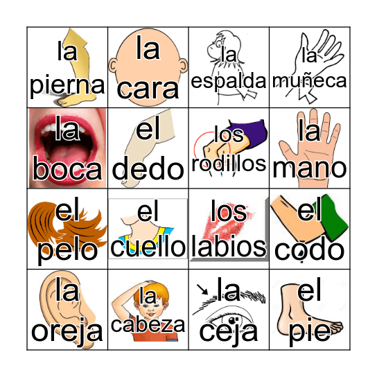 La Loteria - El Cuerpo Avanzado Bingo Card