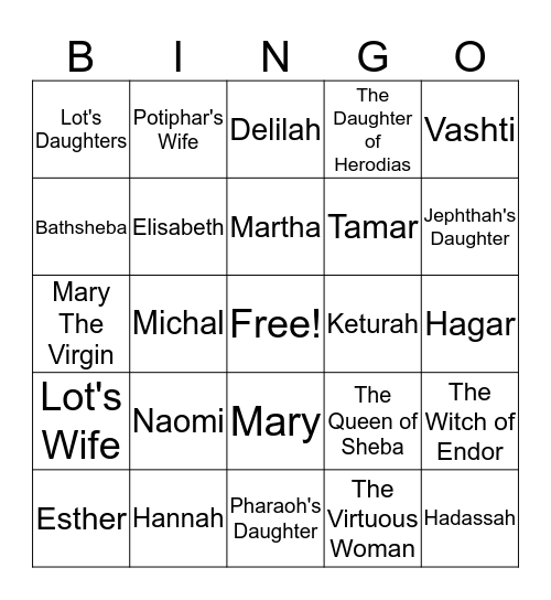 Women of the Bible Bingo Card