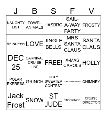 Holiday Bingo Card