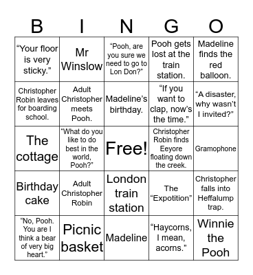 Movie Bingo Card