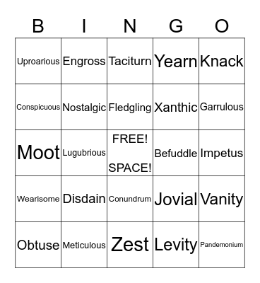 Winning Bingo Card