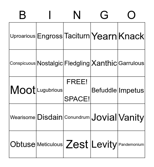 Winning Bingo Card