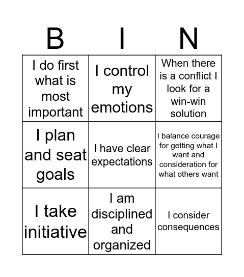 HABITS REVIEW Bingo Card