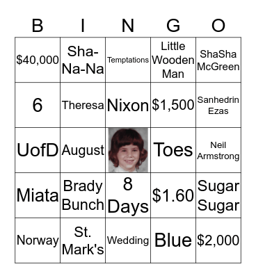 Sharon's 50th Bingo Card