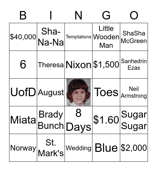 Sharon's 50th Bingo Card