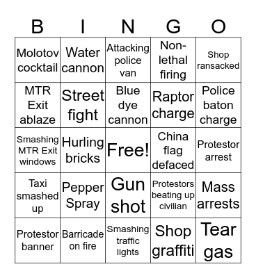 National Day Bingo Card