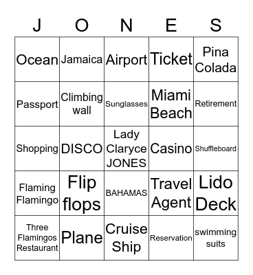 Cruise Ship  Bingo Card
