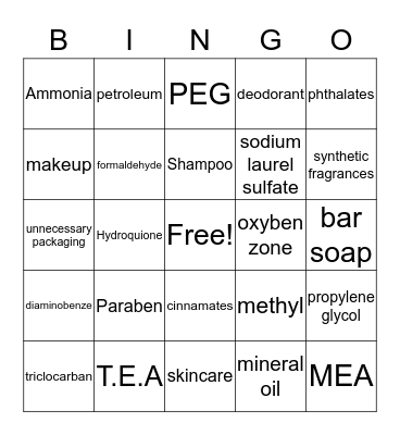 TOXIC BINGO Card