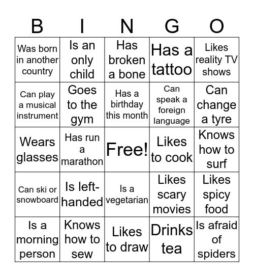 SAS1 BINGO Card