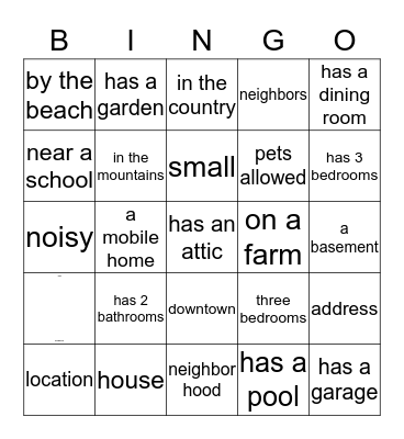 real estate Bingo Card