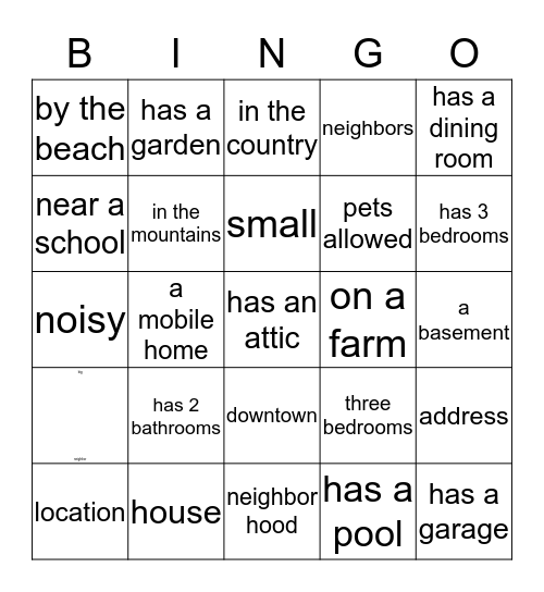 real estate Bingo Card