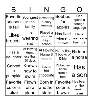 FALL BINGO Card