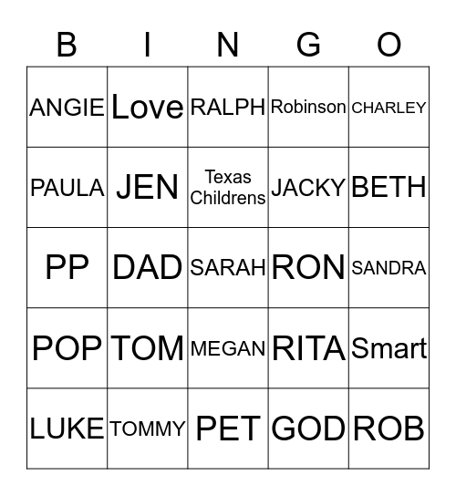 Sarah  Robinson Bingo Card