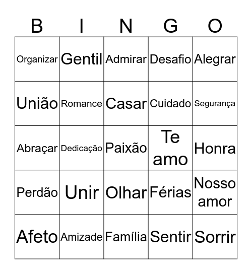 Love ❤️ ❤️ Bingo Card