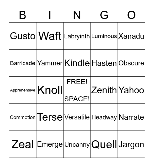 Winning Bingo Card