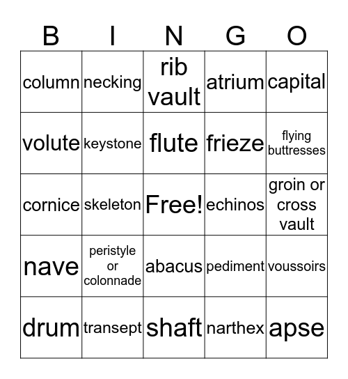 Architecture Bingo Card