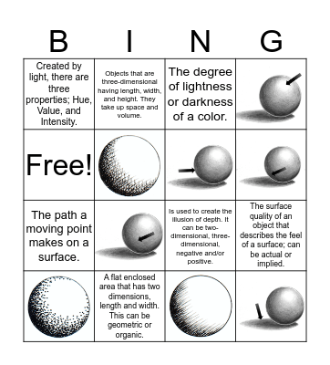 Elements and Value Bingo Card