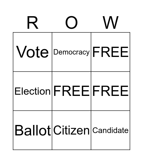 Civics: 3-in-a-Row Bingo Card