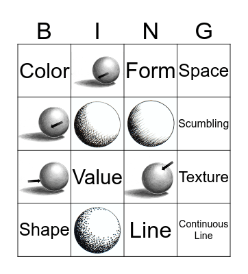 Elements and Value Bingo Card