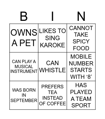 FIND SOMEONE WHO Bingo Card