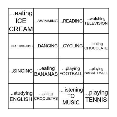Do you like…? Bingo Card