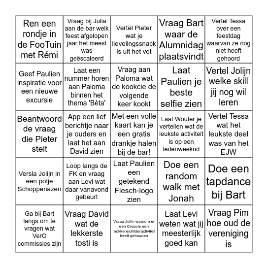 Commissie-interesse bingo! Bingo Card
