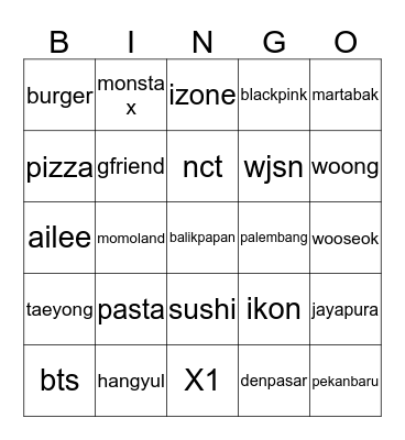 bingo fairy Minhee Bingo Card