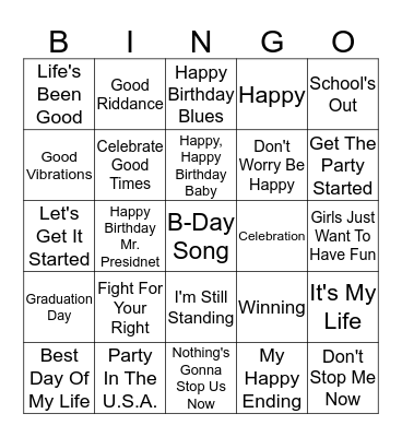 Today's Theme Bingo Card