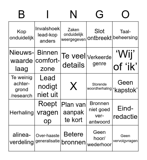 Het is weer BINGO Card