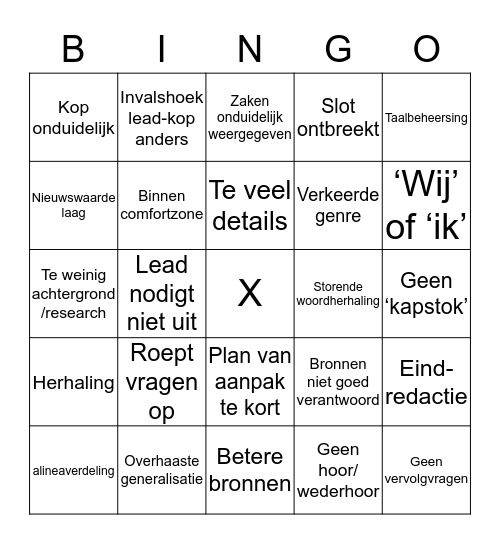 Het is weer BINGO Card