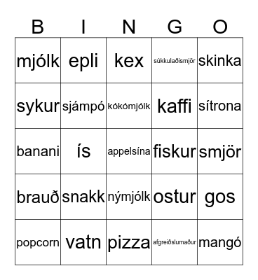Í matvörubúð Bingo Card