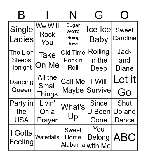 Sing Along with Singo Bingo Card