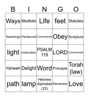 PSALM 119 Bingo Card