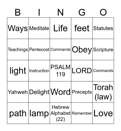 PSALM 119 Bingo Card