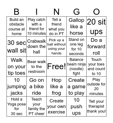 PT OLYMPIC BINGO Card