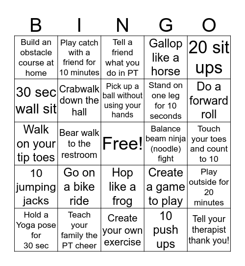 PT OLYMPIC BINGO Card