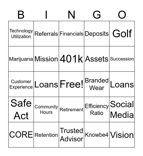 FNB Bingo Card