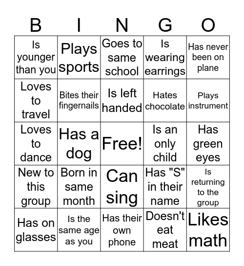 HUMAN BINGO! Find someone who... Bingo Card